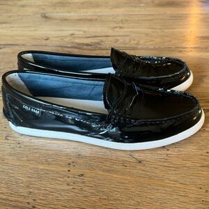 Cole Haan Womens 6.5 Pinch Maine Penny Loafers Black Patent Leather Slip One